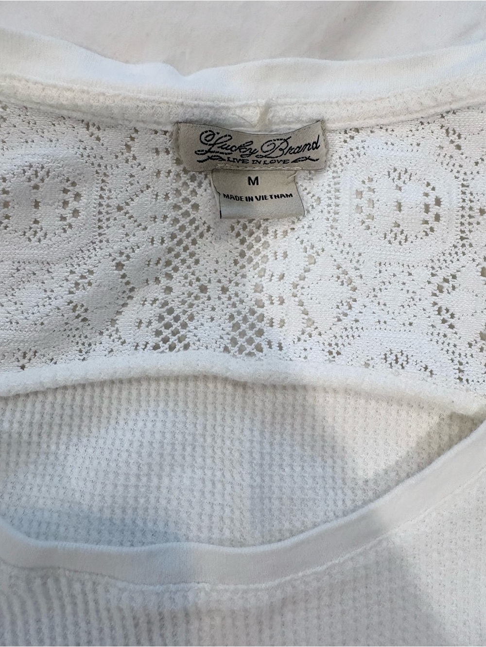 Lucky Brand Cream Lace-Trim Long Sleeve Tee - Picture 3 of 3